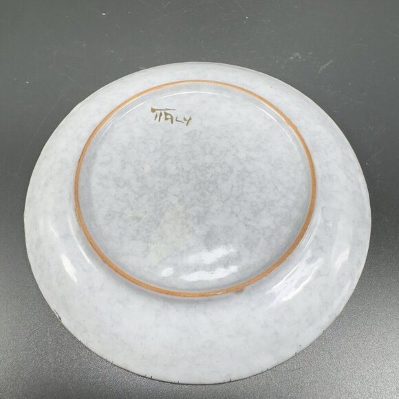Vintage Italian Pottery 5inch Round Dish Plate With Pine Tree Acorn Italy VTG - Picture 8 of 11